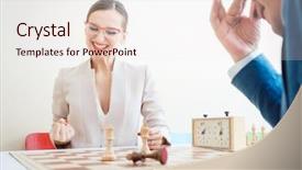  Presentation with winning - Audience pleasing presentation theme consisting of chess due to better strategy backdrop and a sky blue colored foreground