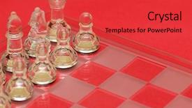  Presentation with chess - Colorful presentation theme enhanced with chess figures on red background backdrop and a red colored foreground