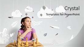  Presentation with mind - Beautiful PPT layouts featuring chess game for clever mind backdrop and a light gray colored foreground