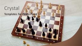  Presentation with chess - Amazing PPT theme having chess game in action backdrop and a coral colored foreground