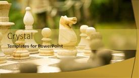  Presentation with knight - Theme enhanced with chess-game-made-of-stone background and a yellow colored foreground