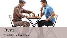  Presentation with elderly - Amazing PPT layouts having chess isolated on white background backdrop and a light gray colored foreground