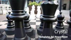  Presentation with play area - Colorful PPT theme enhanced with chess-kit-giant-chess-game backdrop and a dark gray colored foreground