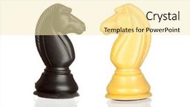  Presentation with knights - Colorful PPT layouts enhanced with chess knights isolated on white backdrop and a blonde colored foreground