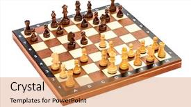  Presentation with chess board - Colorful presentation design enhanced with various pasta types as a background on the table backdrop and a yellow colored foreground