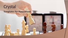  Presentation with siblings playing chess - Cool new PPT layouts with chess on light blurred background backdrop and a lemonade colored foreground