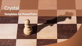  Presentation with queen chess - Slide set having chess pawn with queen shadow background and a coral colored foreground