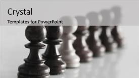  Presentation with end on the line - Presentation theme enhanced with chess pawns in a line background and a  colored foreground