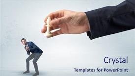  Presentation with chess pieces - Presentation design having chess pieces - big hand holding chessman background and a sky blue colored foreground