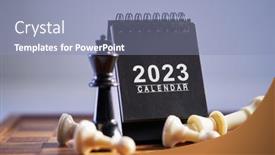  Presentation with chess pieces - Presentation design featuring chess-pieces-and-desk-calendar background and a light blue colored foreground