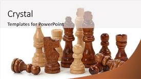  Presentation with chess pieces - PPT theme with chess pieces isolated on white background and a white colored foreground
