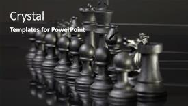  Presentation with chess board - PPT theme featuring chess pieces on the board background and a dark gray colored foreground