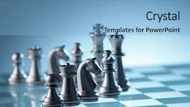  Presentation with chess board - Presentation design consisting of pieces on the chess board background and a light blue colored foreground