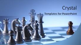  Presentation with chess board - Slide set enhanced with chess pieces on the chess board background and a light blue colored foreground