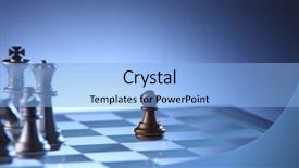  Presentation with chess pieces - Presentation theme consisting of chess pieces on the chess board background and a light blue colored foreground