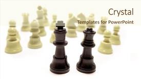  Presentation with chess pieces - Amazing PPT theme having chess pieces on white background backdrop and a cream colored foreground