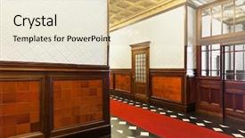  Presentation with interior - Presentation theme consisting of chess real estate - interior hallway of an old background and a soft green colored foreground