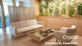  Presentation with waiting - Colorful presentation theme enhanced with chess real estate - waiting area of modern office backdrop and a tawny brown colored foreground