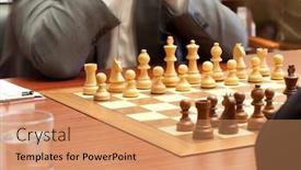  Presentation with tournament - Slide deck featuring chess-tournament-beginning-of-game background and a coral colored foreground