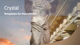  Presentation with victory - Presentation design featuring chest god - victory of samotracia ancient art background and a  colored foreground