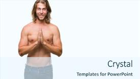  Presentation with long hair man - Theme featuring chest god - young handsome shirtless man background and a sky blue colored foreground
