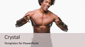  Presentation with central america music - Cool new presentation theme with chest heaviness - afro american shirtless man showing backdrop and a light gray colored foreground