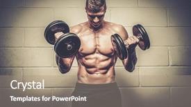  Presentation with exercises - PPT theme featuring chest heaviness - athletic man doing exercises background and a  colored foreground