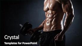  Presentation with brutal strong bodybuilder athletic fitness - Presentation theme consisting of chest heaviness - athletic shirtless young male fitness background and a black colored foreground