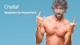  Presentation with rock music - Audience pleasing slides consisting of chest heaviness - handsome hispanic model man sexy backdrop and a light blue colored foreground
