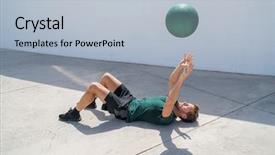  Presentation with heavy weight - Cool new PPT theme with chest heaviness - strength training fit man cross backdrop and a light blue colored foreground