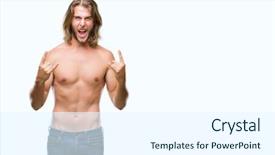  Presentation with long hair man - Cool new presentation with chest heaviness - young handsome shirtless man backdrop and a sky blue colored foreground