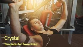  Presentation with flexing - Beautiful PPT layouts featuring chest muscles on gym machine backdrop and a  colored foreground