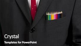  Presentation with color spectrum - PPT theme featuring chest of man in business background and a dark gray colored foreground