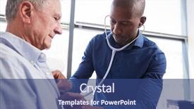  Presentation with doctor office - Presentation enhanced with chest of senior male background and a ocean colored foreground