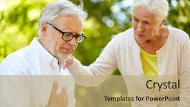  Presentation with old people - Presentation theme enhanced with chest pain - old age health problem background and a coral colored foreground