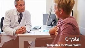  Presentation with doctor and patient medical consultation - Presentation featuring chest pain - teenage boy having consultation background and a tawny brown colored foreground