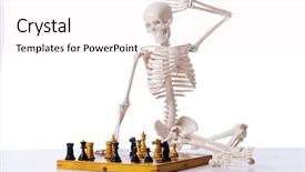  Presentation with skeleton - Slide set featuring chest piece - skeleton playing chess game background and a white colored foreground