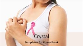  Presentation with color pink - Presentation having chest to support breast cancer background and a coral colored foreground