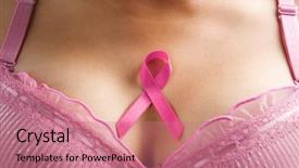  Presentation with pink ribbon - PPT theme having chest to support breast cancer background and a coral colored foreground