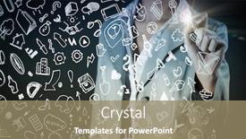  Presentation with strategy - Amazing presentation design having chest-view-of-businesswoman-drawing backdrop and a coral colored foreground