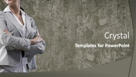  Presentation with cement - Slides having chest view of businesswoman in suit against cement wall background and a gray colored foreground