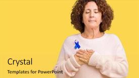  Presentation with mental health awarenes s - Cool new slide set with chest with closed eye backdrop and a yellow colored foreground