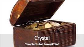  Presentation with treasure chest - PPT theme having chest with coins ukraine isolated background and a tawny brown colored foreground