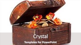  Presentation with gems - PPT layouts with chest with gems and coins ukraine isolated on white background and a tawny brown colored foreground