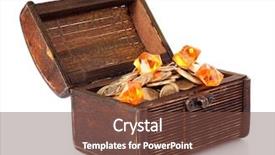  Presentation with gems - PPT theme with chest with gems and coins ukraine isolated on white background and a tawny brown colored foreground