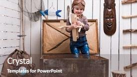  Presentation with children hands - Beautiful presentation theme featuring chest with wooden plane backdrop and a  colored foreground