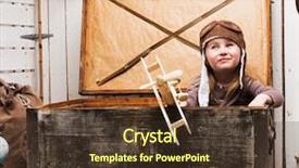  Presentation with children hands - Colorful PPT theme enhanced with chest with wooden plane backdrop and a  colored foreground