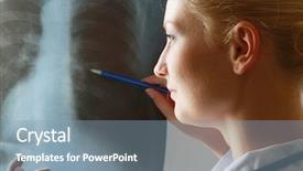  Presentation with xray - PPT theme enhanced with chest xray - female doctor examining an x-ray background and a mint green colored foreground