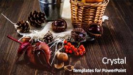  Presentation with rustic wood wooden frame - Cool new presentation with chestnuts and cones on wooden backdrop and a tawny brown colored foreground