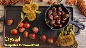  Presentation with groundnut roasted peanuts peanut oil - Theme enhanced with chestnuts maroni - roasted chestnuts background and a tawny brown colored foreground
